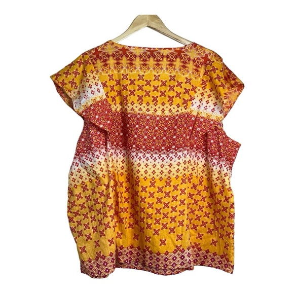 Unique Spectrum Boho Print Tassel Rope Tie Top Multi Orange Size 3X - Picture 2 of 9